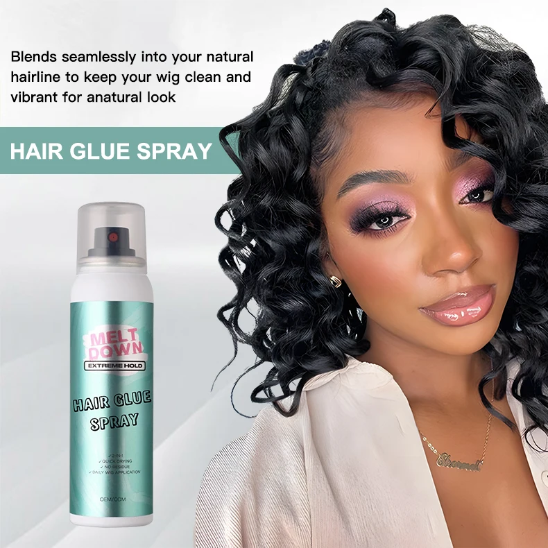 Manufacturers private label customized logo waterproof heat and oil proof super hold lace adhesive wig glue spray