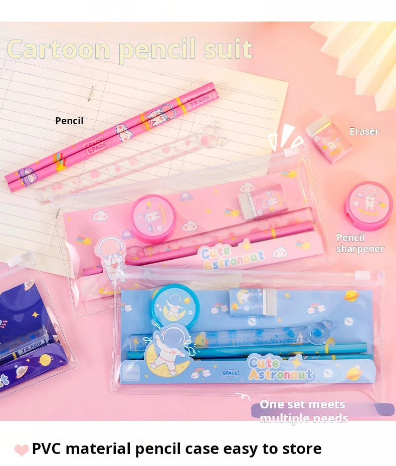 Wholesale Cheap School Students Stationery Suppliers Cute Pencil Promotion Gift Kids Stationery Set