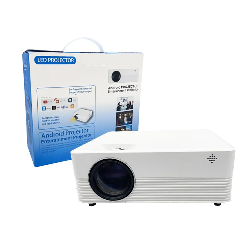 Small Mini LCD Led 1080P Android Auto Focus Projector Outside Indoor Game for TV PC Computer Smart Phone