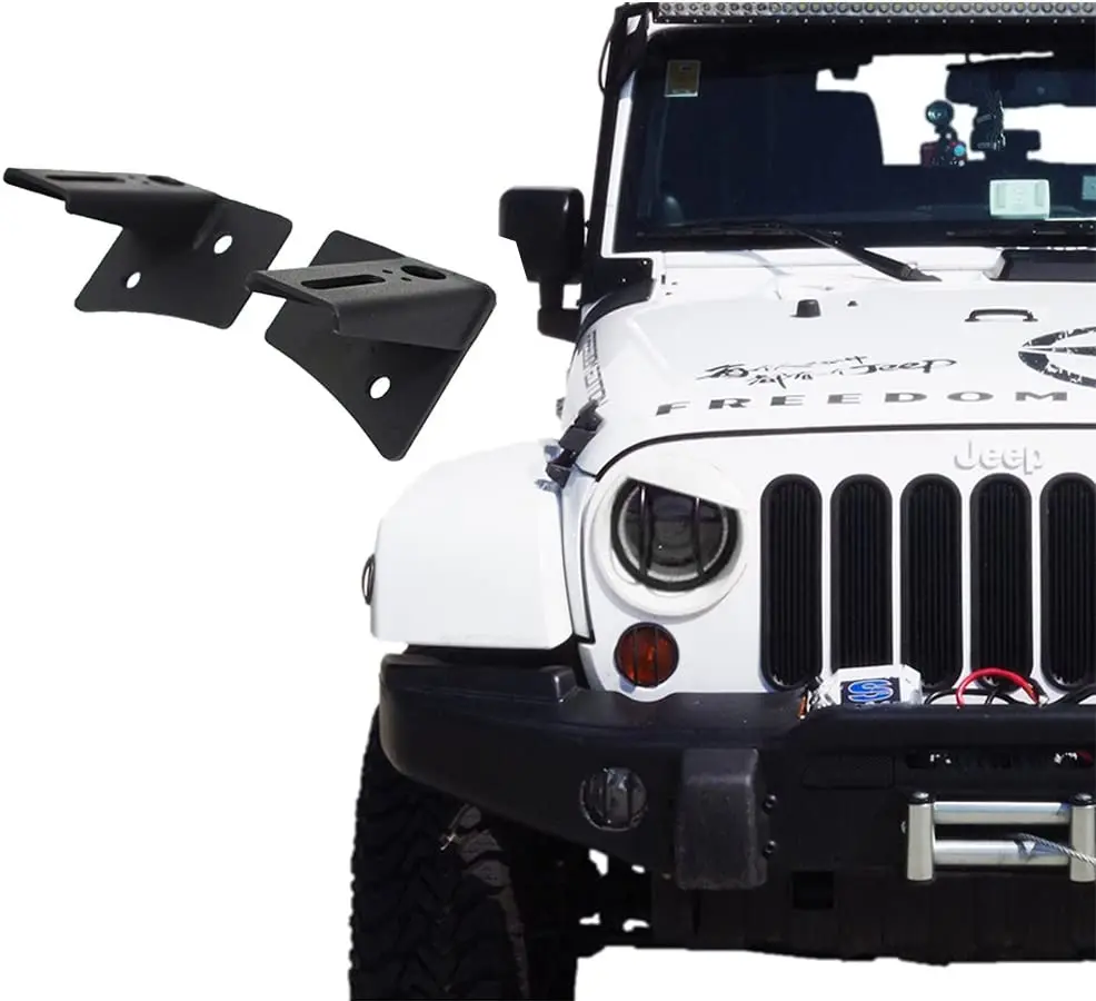 Led Spot Flood Lights Windshield Hinge Corner Brackets Mounting for 2007-2018 Jeep Wrangler JK