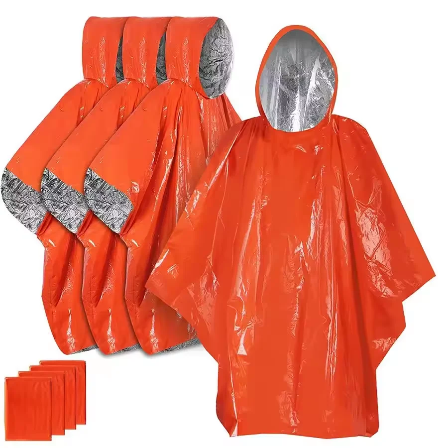 Emergency Long Thick Reflective Windproof Emergency Walking Multi-functional Thermal Insulation Raincoat