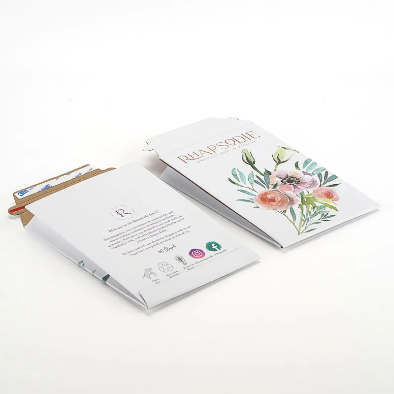 custom logo tear strip mailing envelope stay flat mailer envelope packaging paper shipping cardboard envelope