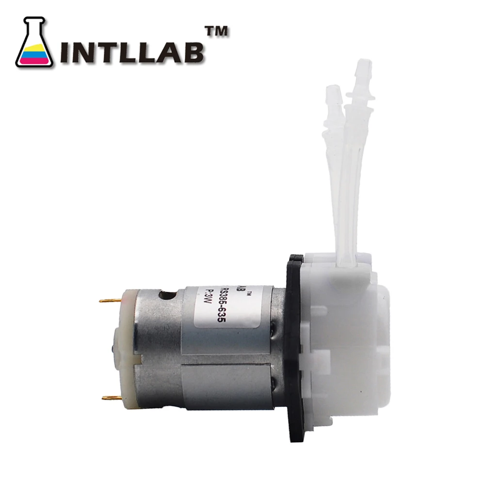 INTLLAB 12V DC pumps DIY Peristaltic Liquid Pump Dosing Pump 2~17ml/min for Aquarium Water Lab Analytical