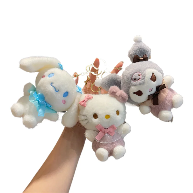 Wholesale Cartoon Plush Bear Melody Kuromi keychain Pendant Cute Doll Hellos kitty Sanrios Keychain