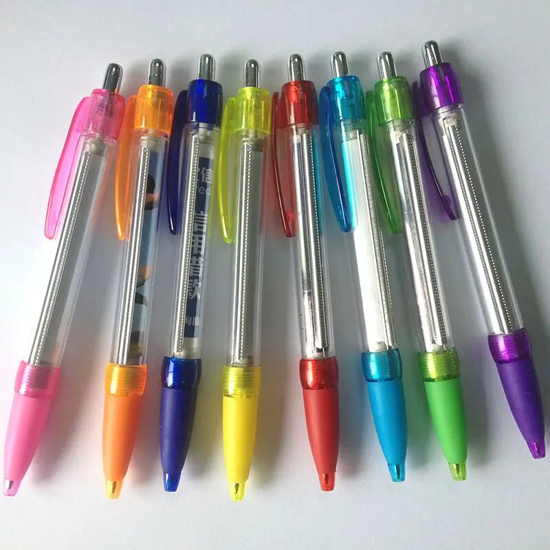 Customized printed pullable advertising draw banner pen plastic message ballpoint pen