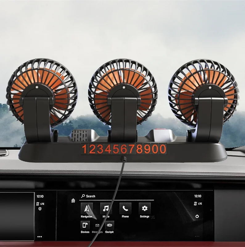 5V 12V 24V Car Fan Cooling Car Fan 3 Heads USB 2 Speed Adjustable Cooler Fan Car Accessories Wind Adjustment