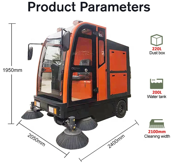 DM-2100 Floor Dust Cleaning Machine Automatic Industrial car park Floor vacuum pavement Sweeper For Hotel