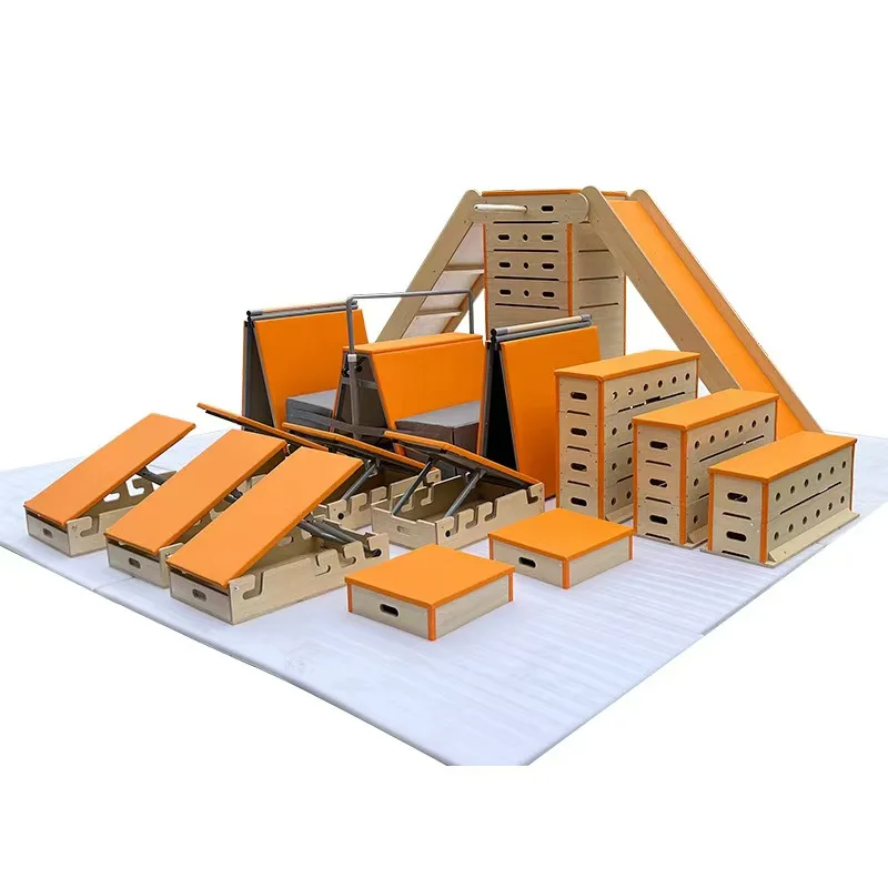 High-Density Blue Sports Equipment Obstacle Course Running Parkour Baffle Parkour Gymnastics Fitness Training Wooden Equipment