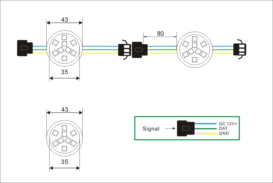 dream color amusement  light 12v/24v 35mm  Diameter LED pixel light for letter sign logo light