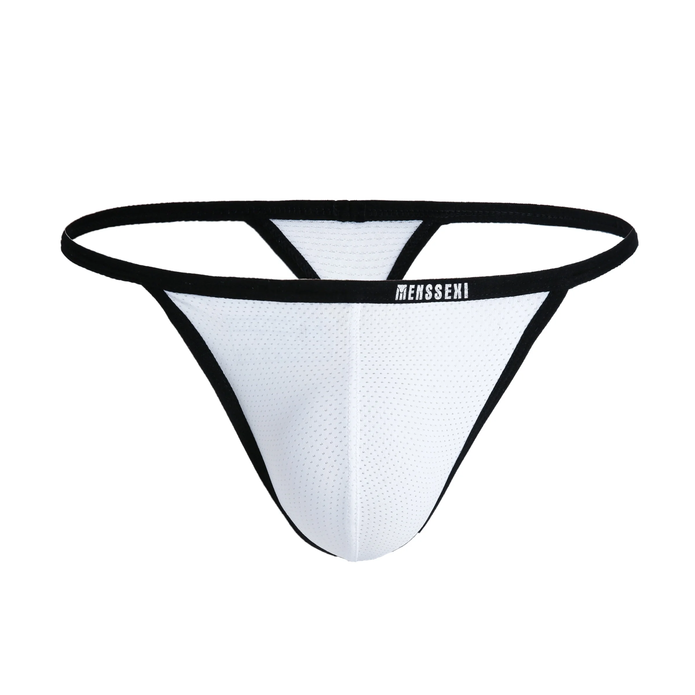 
Wholesale MENSSEXI Sexy Mens Thong Gay Underwear Nylon Big Men Underpants T back G strings Cuecas Pouch 