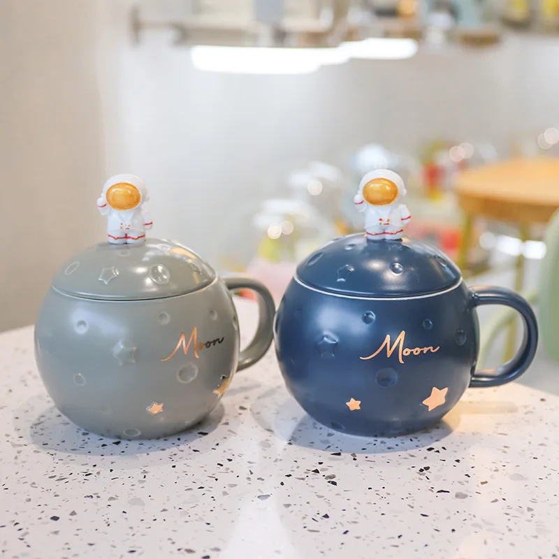 SYL OEM Creative Astronaut Moon Pot Belly Cup porcelain coffee cup Home Office Gift Mug tea cups ceramics porcelain