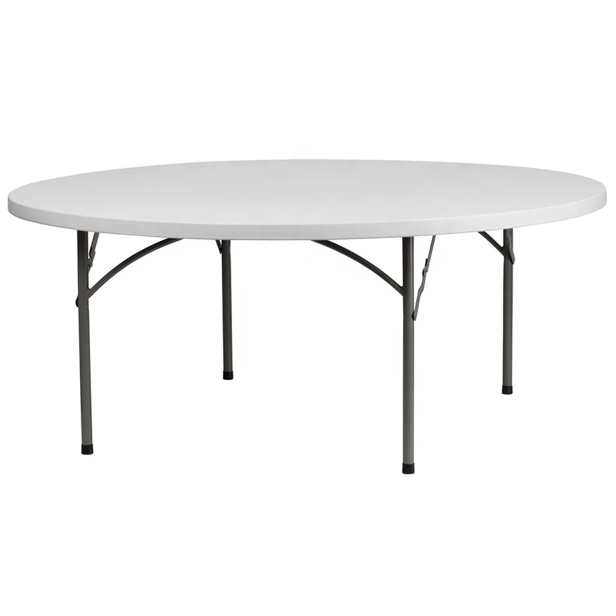 72 inch 6FT White Foldable Outdoor Dinning Party Banquet Wedding Event Plastic Folding Round Table for Sale
