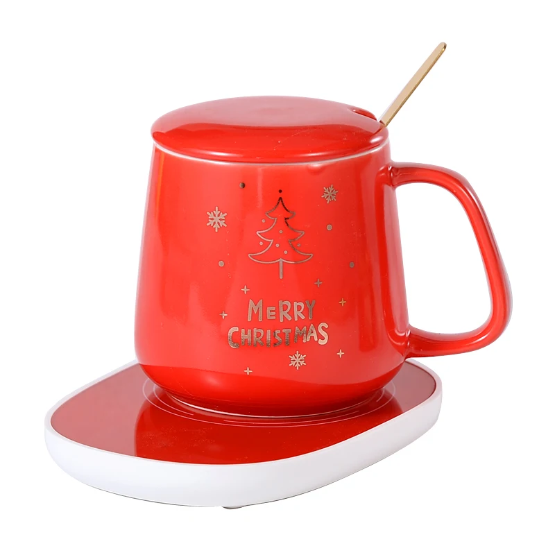 Christmas55 degree constant temperature ceramic Mug Coffee Cup with Heater smart thermal coasters Electric Mug warmer coffee cup
