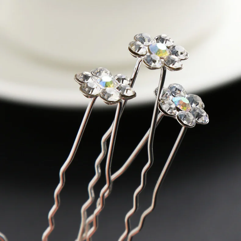 Lovely Wedding Bridal Hairpin Crystal Rhinestone Pearl Flower Hair Pin Sticks Clips Barrette Hair Accessories