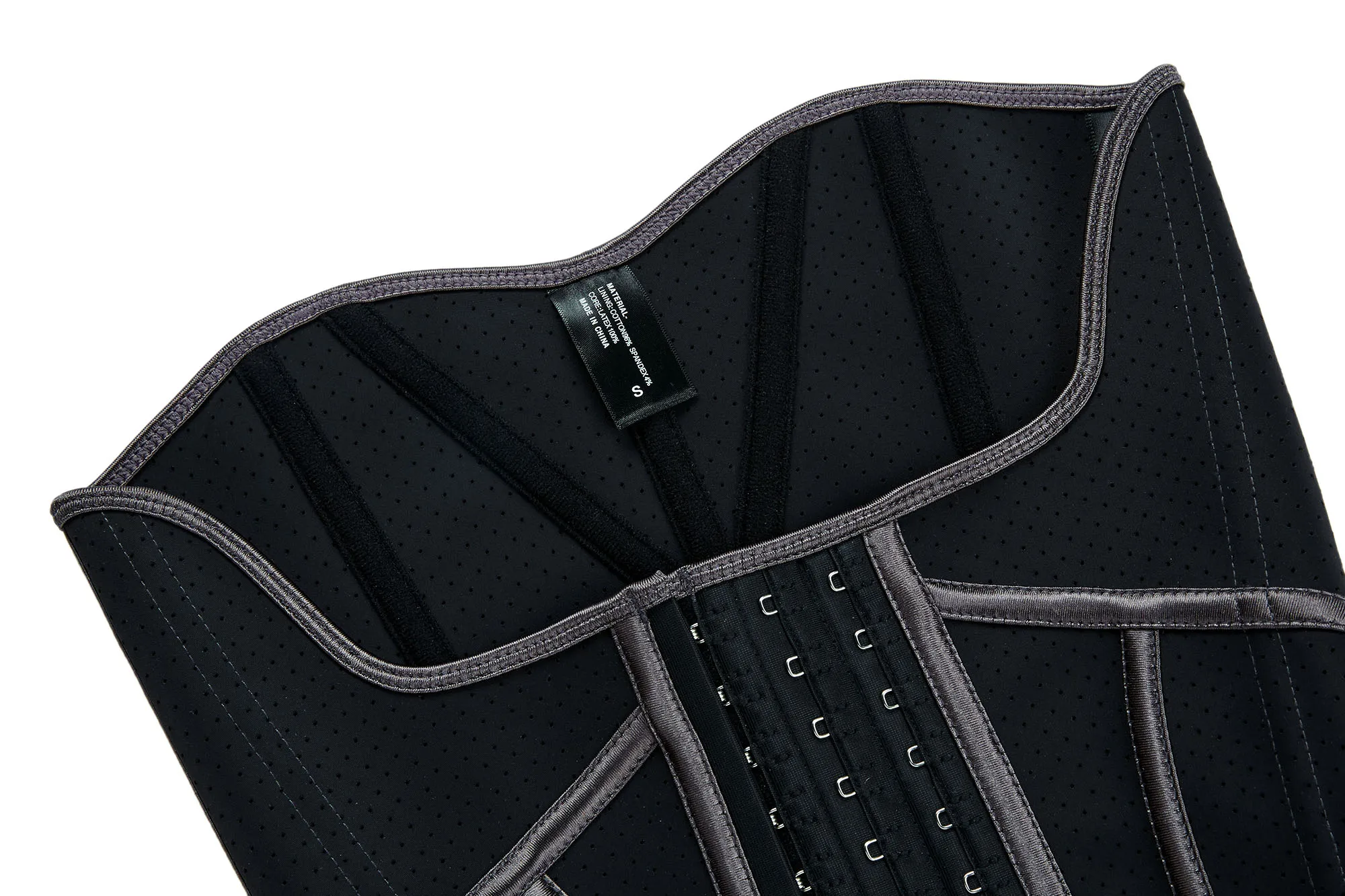 Glitter 100% latex Steel Bones Underbust Waist Corsets Cincher Black 3 Hooks Latex Breathable Waist Trainer Plus size