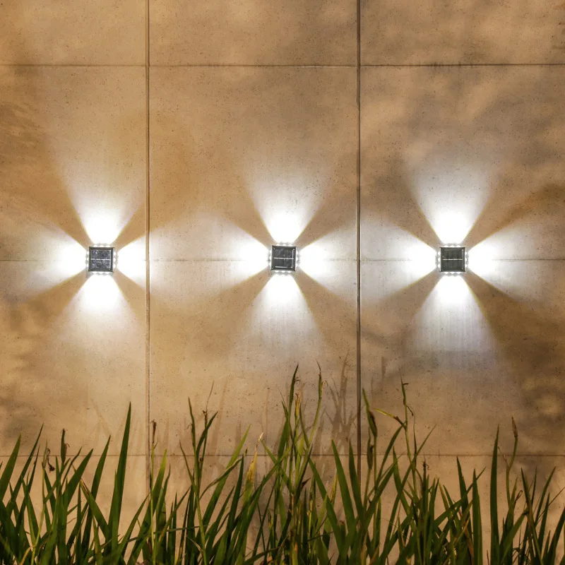 Outdoor Porch Garden decorative Waterproof IP65 four Luminous Solar LED Wall Light