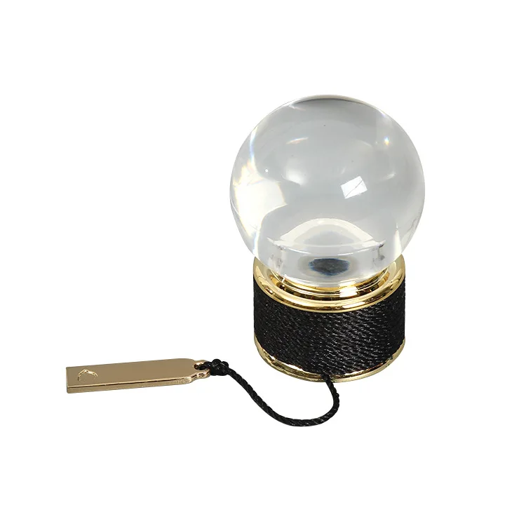 Round Clear Gold Perfume Cap Acrylic ABS Cap With Metal Tag 15mm Spherical Transparent Cover