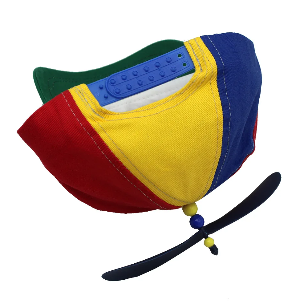 Fashion Colorful Funny Snapback Hat Detachable Helicopter Baseball Cap Adjustable Top Hats for Kid Adult Rainbow Propeller Hat