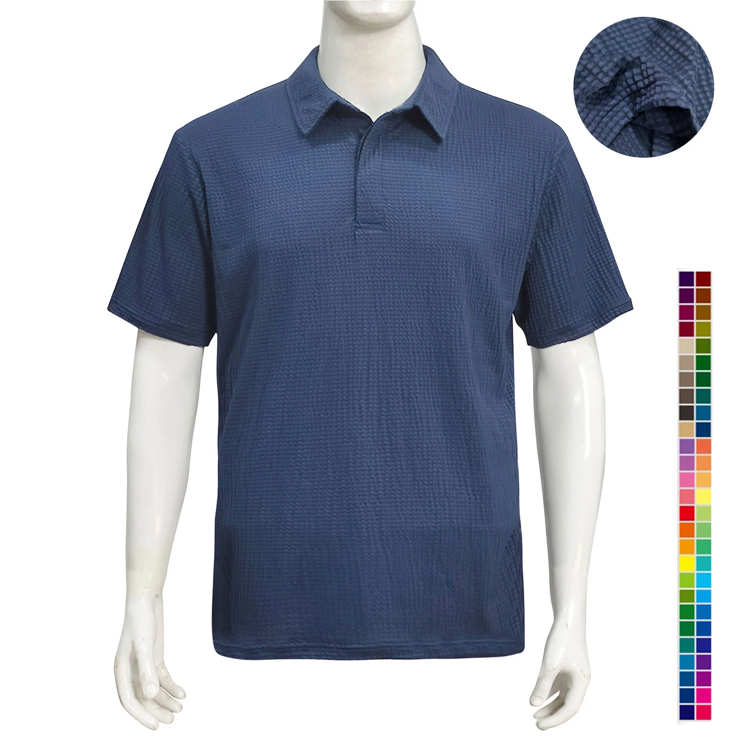 Men Polo Shirts High Quality Custom Logo Solid Color Short Sleeve Casual Bubble texture Polo T Shirt