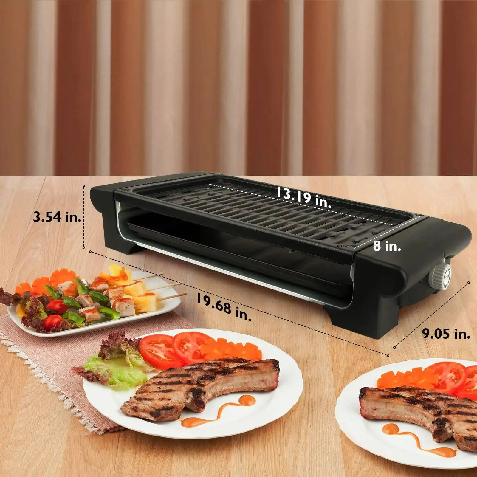 BBQ multifunction indoor smokeless bbq electric grill Non-stick Cooking Surface Stainless Steel grill