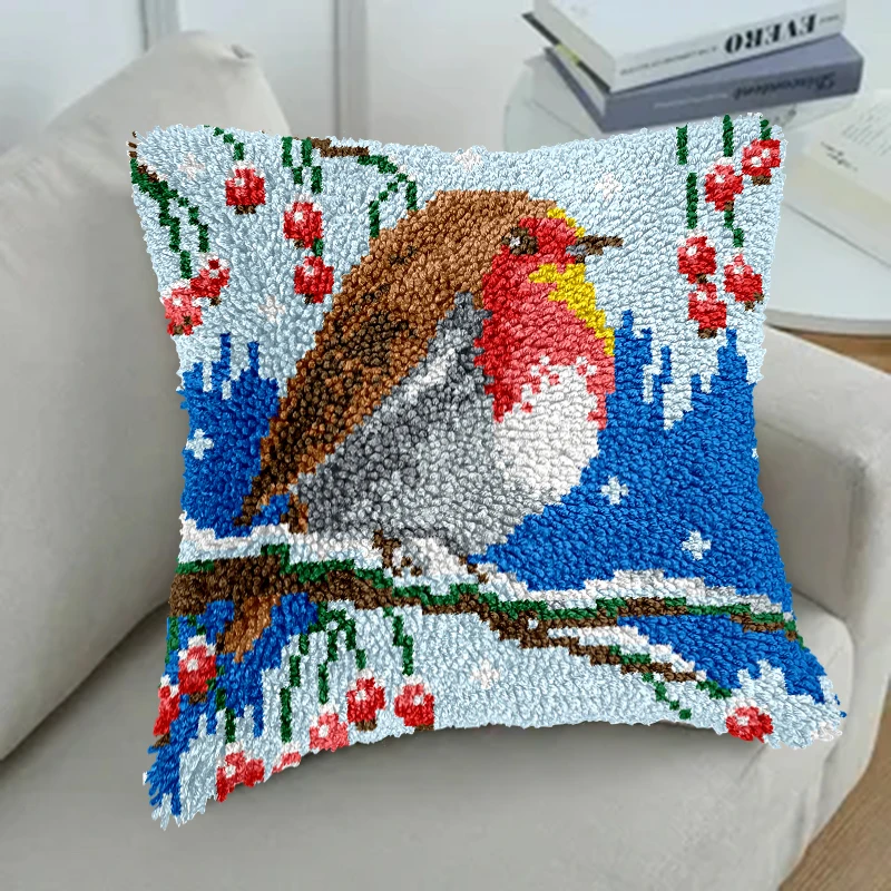 Morden pre-printed canvas crochet yarn embroidery kits throw pillow cover animal elk latch hook cushion kits for Adults Beginner