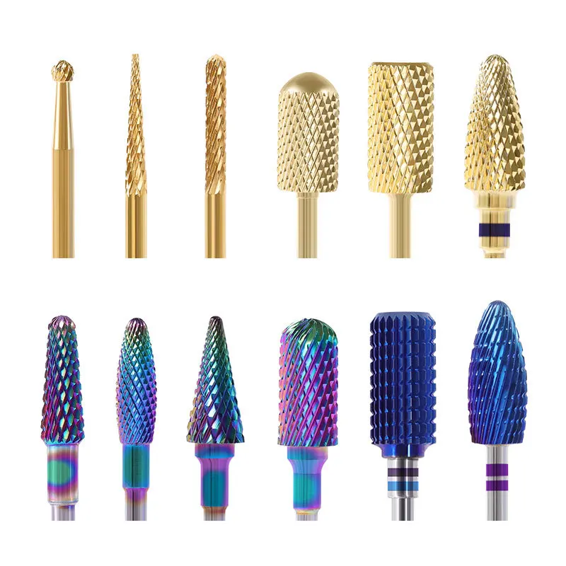 20 sizes blue gold colorful High quality luxury Color plated alloy tungsten steel grinding head Nail Drill Bits