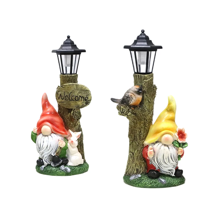 Redeco New Arrival Set Of Garden Pot Gnomes Magnesia Crafts LED Solar Fashion Wholesale Christmas Gnome Magnesium oxide Crafts