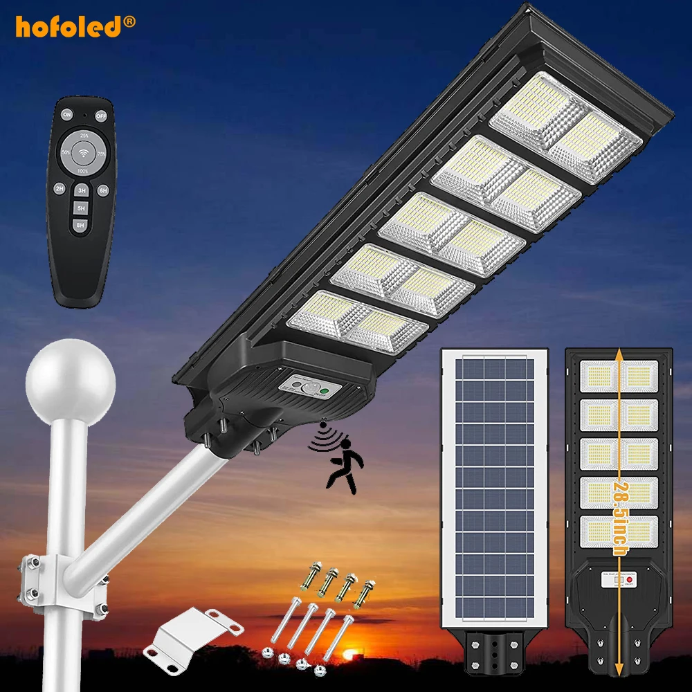 Hofoled Outdoor Street Plaza Light Solar IP65 6500k Engineering ABS 800W 1000W 1200W With Remote Control  Radar Sensor