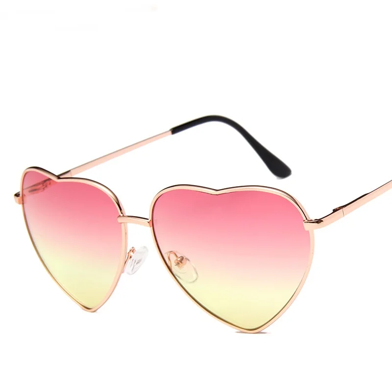 Wholesale heart shape sun glasses metal frame ladies eyewear
