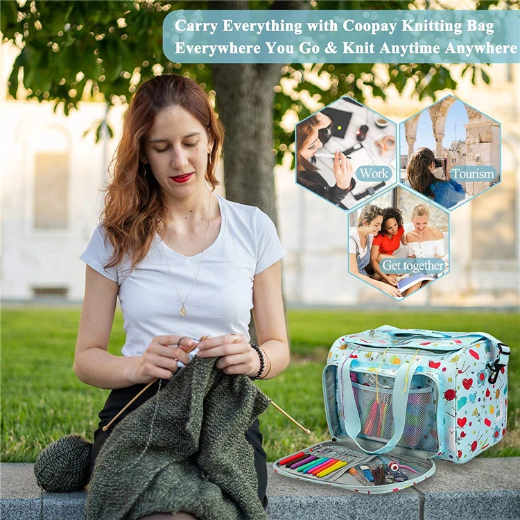 Custom Portable Large Capacity Knitting Yarn bag crochet hooks Wool Yarn Storage Bag