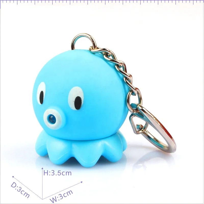 Personalized Custom Silicon Keychain Sound And Light Up Led Cute Octopus Keychain For Girl