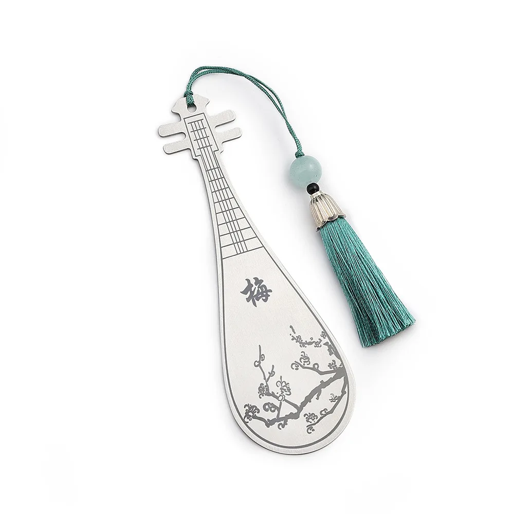 Creative Metal Gifts Stainless Steel Bookmarks Chinese Style Musical Instrument Bookmark With Box