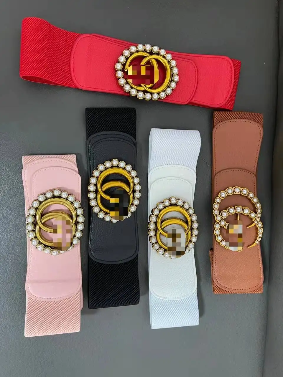 New letter CC GG brand logo design elastic waist belt women