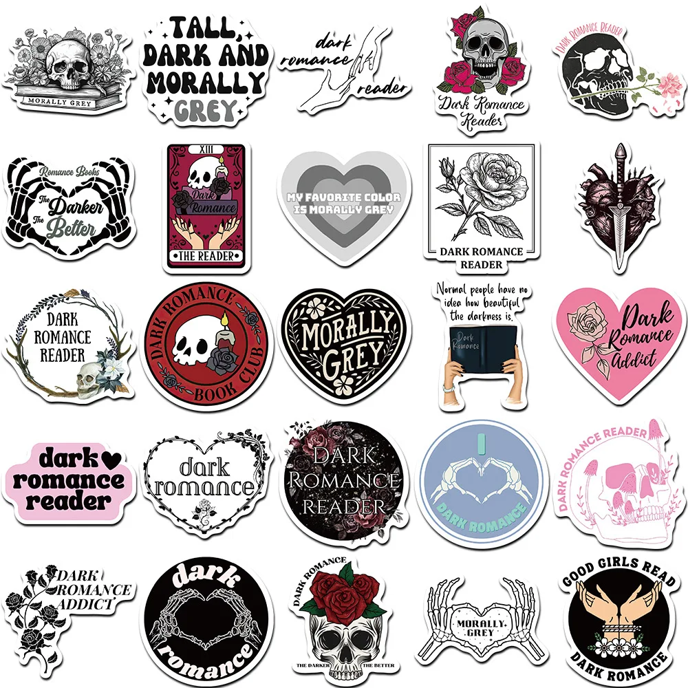 50PCS Cool funny gothic dark romance reader decals death reading sticker