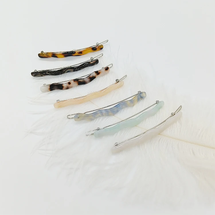 Simple design 7 colours customizable wave clip acetate hairpin bangs clip ladies hair pin clips