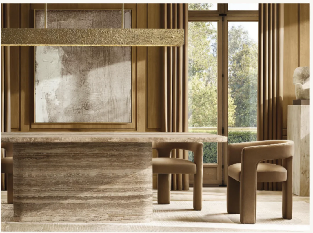 Customized Natural Stone Furniture Roman Travertine Marble Dining Table