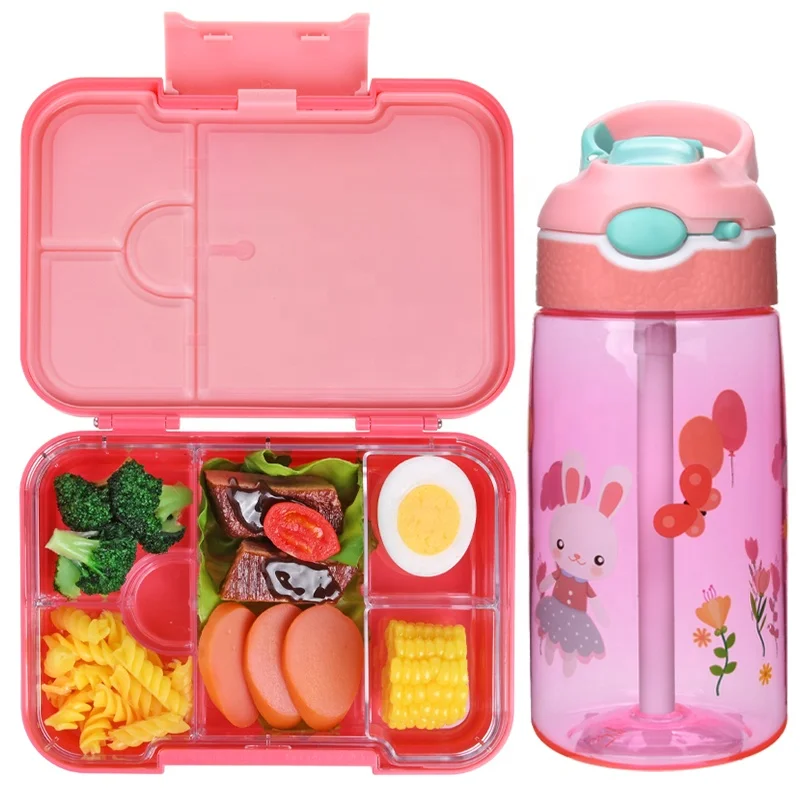 Aohea kids lunch box bento box with water bottle children plastic lunchbox kids bento lunch box