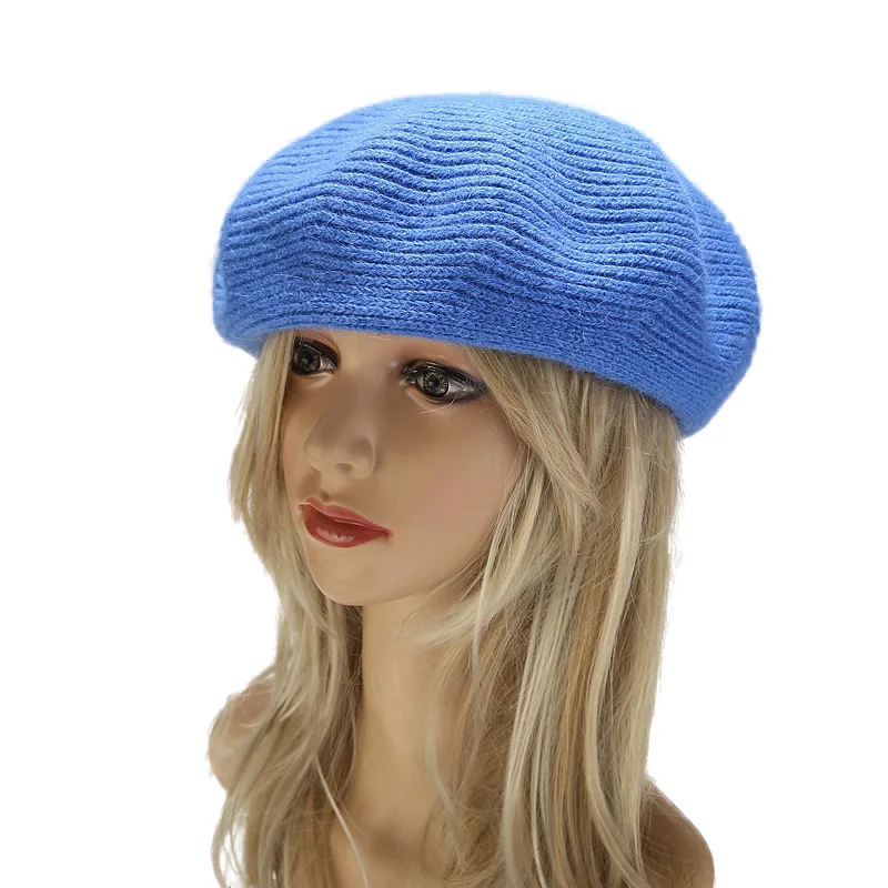 New style women wool knitted berets high quality winter beret hats custom logo crochet hats