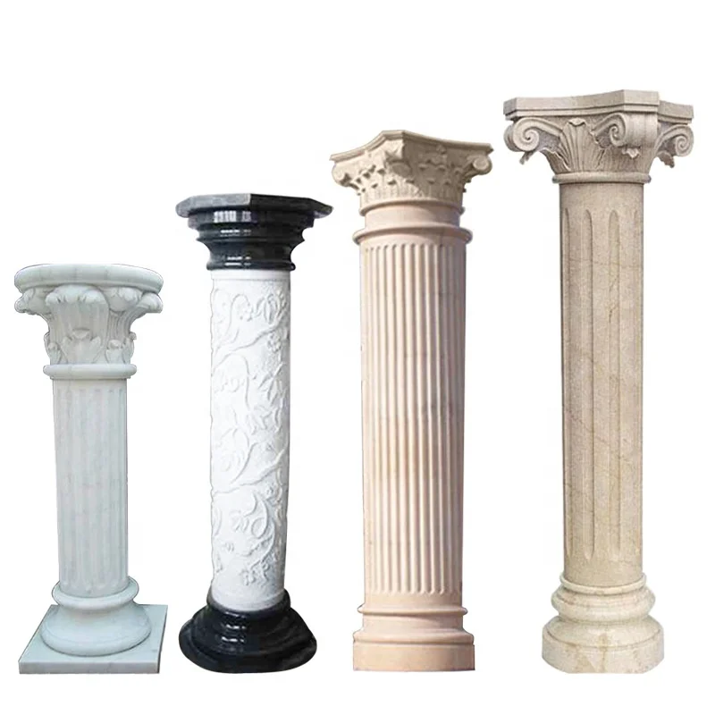 Wholesale Decorative Design Carving Large Round White Natural Marble Roman Column Pillar for Sale