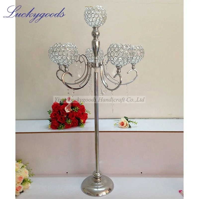 LG20181227-6 new product 21 arms decoration crystal candelabra wedding table centerpiece glass candle holder