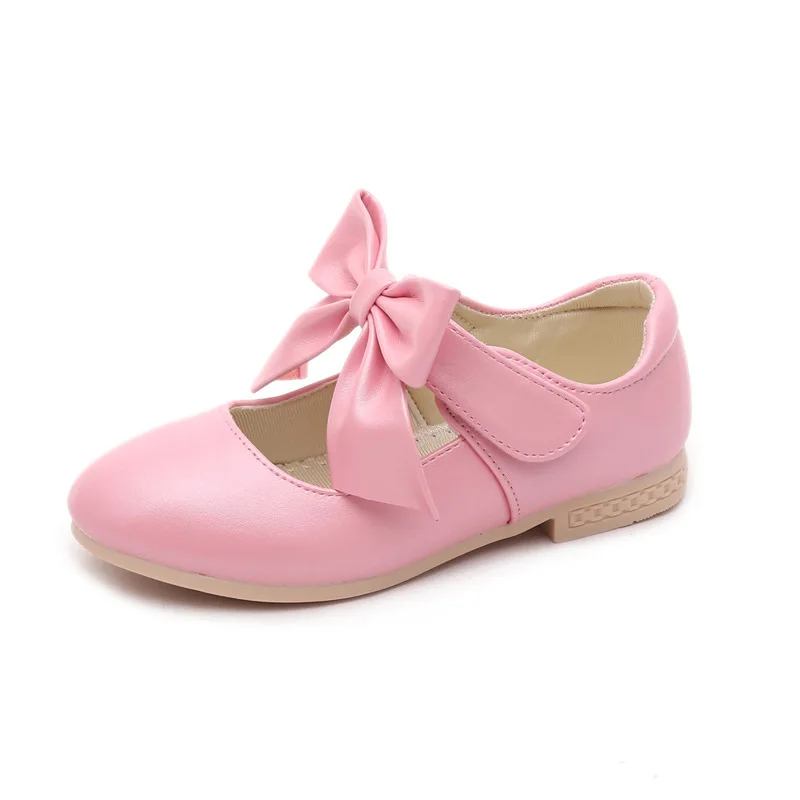 Newest children shoes Baby Girls Fashion Patent Leather Big Bow Princess Party Dance kids Shoes Solid Color Student Flats shoes