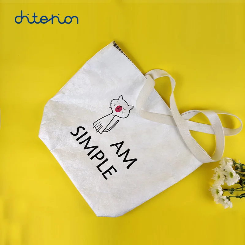 Chiterion Reversible Tyvek Tote Bag Wholesale Custom Recycled Waterproof Dupont Women Tyvek Paper Shopping Bag With Custom Logo
