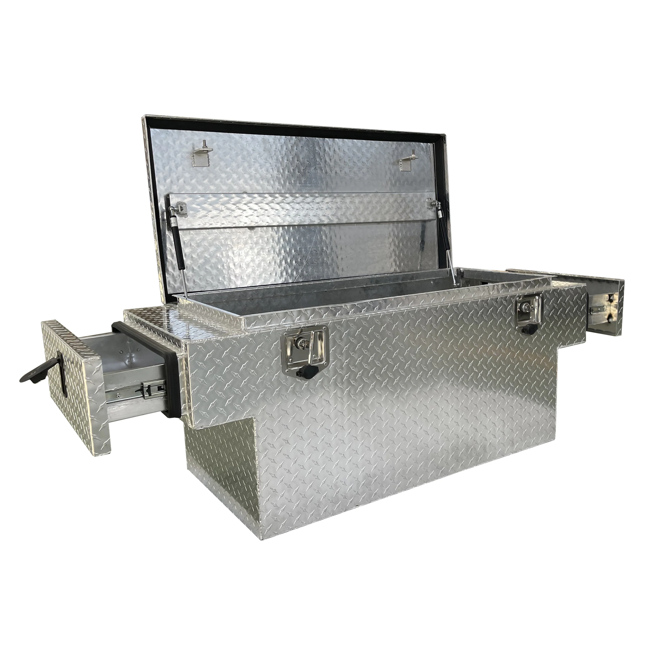 aluminum diamond plate 24*24*48' Double Lid 2mm Aluminium Smooth Semi Truck Underbody Tool Boxes