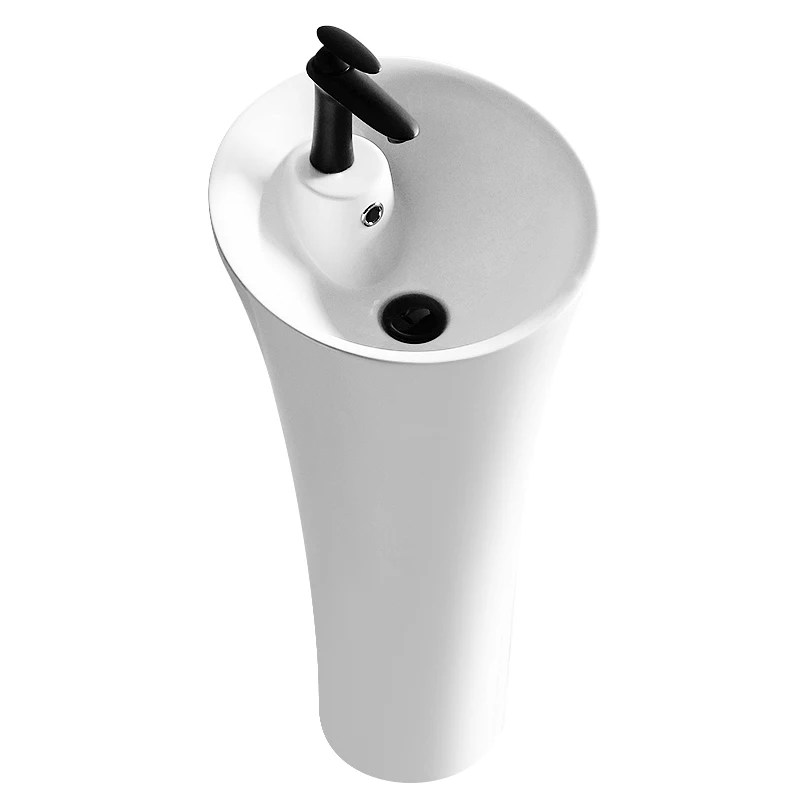 Hot Sale Ceramic Sanitary Ware Freestanding One Piece Modern Hand Wash Pedestal Sink