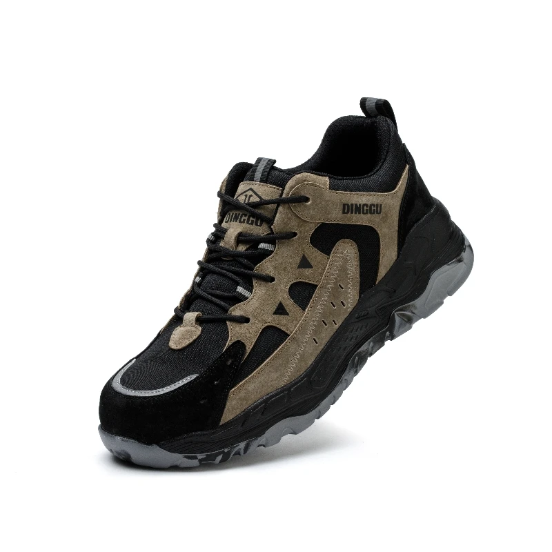 OEM/ODM  Flying Woven Breathable Mid-Top Anti-Smashing Soft Non-Slip Work Safety Shoes