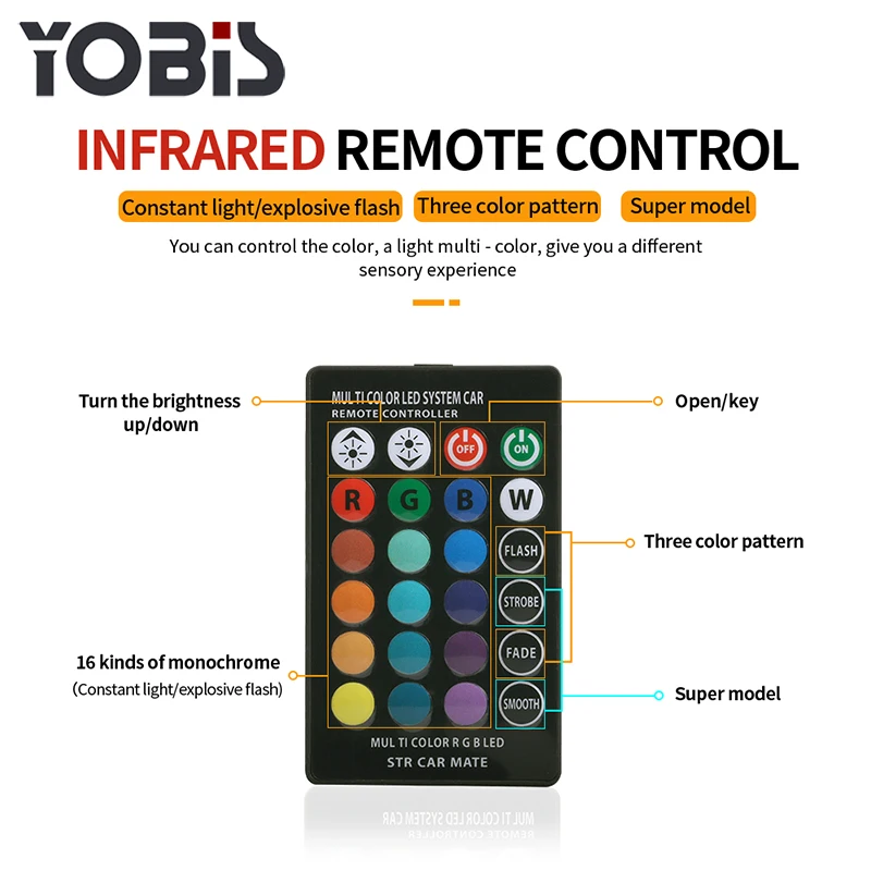  Автомобильная светодиодная лампа Yobis T10 5050 6SMD с дистанционным управлением RGB для салона