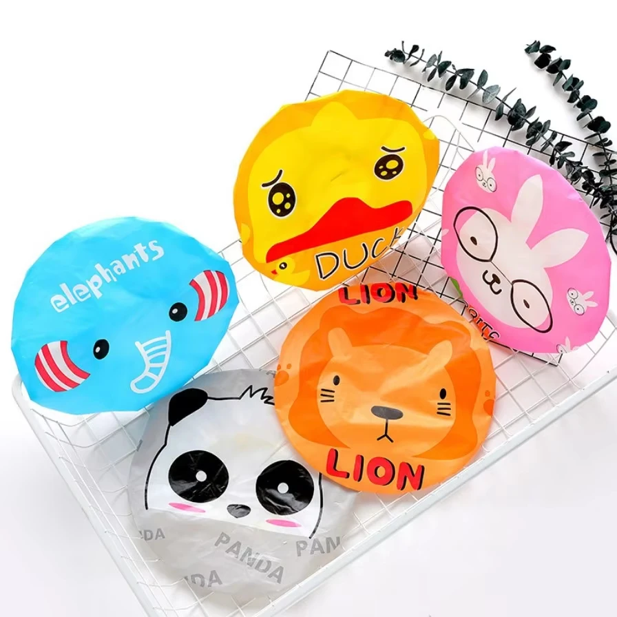 Hot Selling Cartoon Lovely Animal Waterproof Shower Cap Children Durable Shower Hat