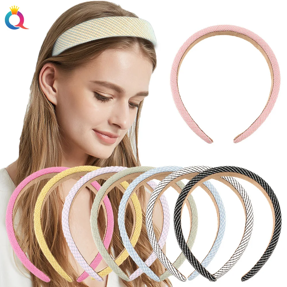 QIYUE Plaid High Skull Headband Washing Face Hairpin Hair Accessories