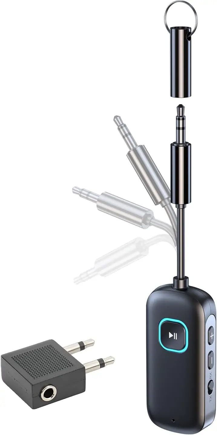 2 in 1 Air Fly Adapter Bluetooth Transmitter and Receiver Wireless Adapter Audio Transceiver for Airplane