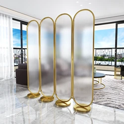 Декоративные передвижные складные золотистые разделители из матового стекла для спа-мероприятий